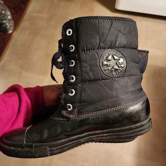 Converse All Star Lace Up Black Boots Womens Size 9.5 - Picture 1 of 11